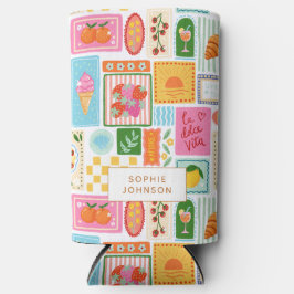 Enfriador De Latas Slim La Dolce Vita Italian French Personalized Colorful