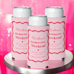 Enfriador De Latas Slim La fiesta de la Bachelorette de color rosa y rojo<br><div class="desc">Bachelorette rosa y roja favorece a Refrigerador de bebidas</div>