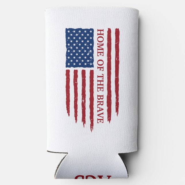 Enfriador De Latas Slim La libertad patriótica monogramada no es libre con (Reverso )