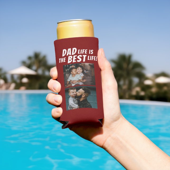 Enfriador De Latas Slim La vida de papá es la mejor vida 2 fotos del padre (Piscina in situ)