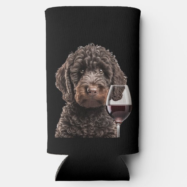Enfriador De Latas Slim Labradoodle Goldendoodle wine seltzer beer coozie (Reverso )