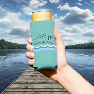 Enfriador De Latas Slim Lake Life Funny Beach
