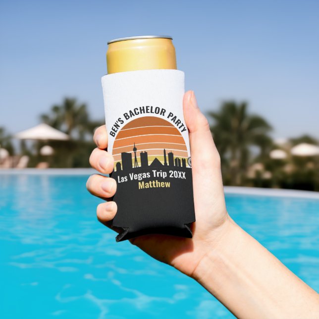 Enfriador De Latas Slim Las Vegas Strip Sunset Personalizado Vacation (Piscina in situ)