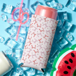 Enfriador De Latas Slim lazo de coqueta rosa nombre de monograma de letra 
