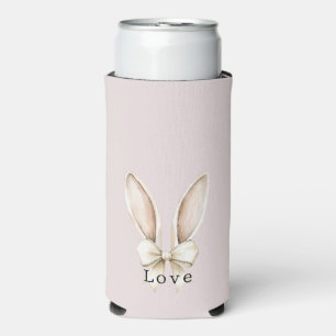 Enfriador De Latas Slim Lazo de Orejas de Conejo de Pascua Rosa Sonrojado