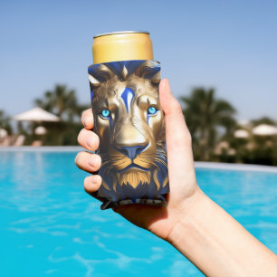 Enfriador De Latas Slim León Azul Y Oro De Zafiro,