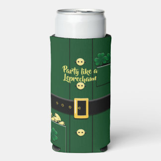 Enfriador De Latas Slim Leprechaun Suit St Patricks Day 12oz Slim