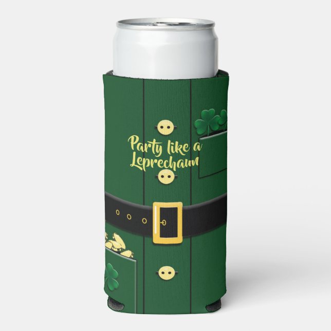Enfriador De Latas Slim Leprechaun Suit St Patricks Day 12oz Slim (Frente Agua con Gas)