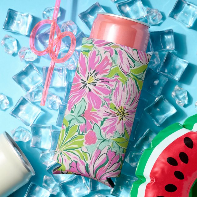 Enfriador De Latas Slim Lilly Preppy Bach Beach / Pool Fiesta Coozie (Verano in situ)