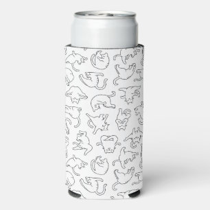 Enfriador De Latas Slim lindo patrón de gato mascota de yoga fondo blanco