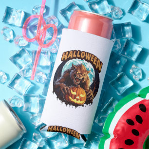 Enfriador De Latas Slim Lobo humano de Halloween