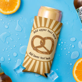 Enfriador De Latas Slim Logotipo de Pretzel Nudo y 2 líneas de texto en su