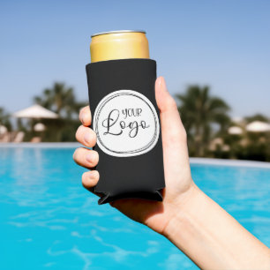 Enfriador De Latas Slim Logotipo de su empresa en círculo blanco