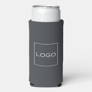 Enfriador De Latas Slim Logotipo personalizado en gris carbón clásico simp