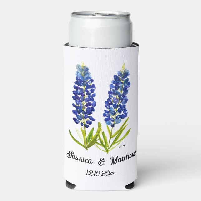 Enfriador De Latas Slim Lupinos Texas floral naturaleza texana Bodas (Frente Agua con Gas)