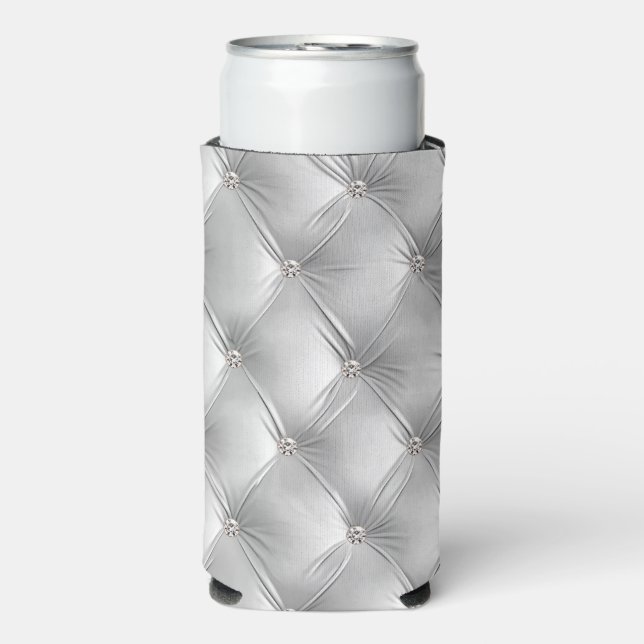 Enfriador De Latas Slim Luxury Soft Grey Faux Velvet (Frente Agua con Gas)