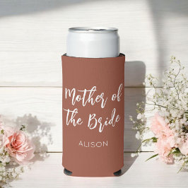 Enfriador De Latas Slim Madre de la Novia Terracotta Marrón Boda