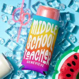 Enfriador De Latas Slim Maestro de Secundaria Arcoíris Ombre
