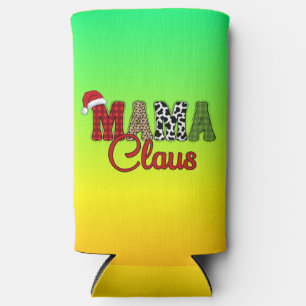 Enfriador De Latas Slim Mama Claus Plaid Pattern-60096