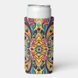 Enfriador De Latas Slim Mandalas Sinfonía de Color – Floral Psicodélico Au