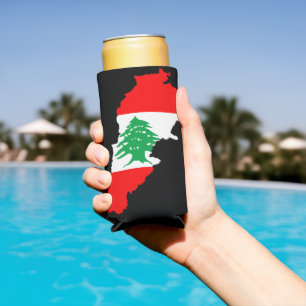 Enfriador De Latas Slim Mapa del Líbano con bandera