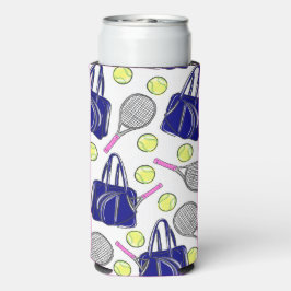 Enfriador De Latas Slim Marina de Tenis de Preppy