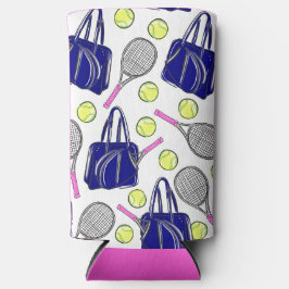 Enfriador De Latas Slim Marina de Tenis de Preppy