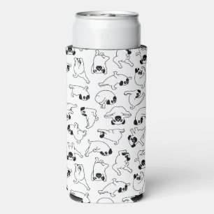Enfriador De Latas Slim mascota de yoga lindo patrón perro fondo blanco