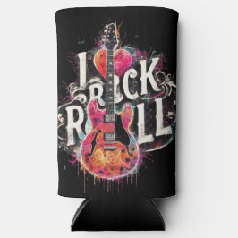 Enfriador De Latas Slim Me encanta la pintura de guitarra eléctrica Rock N