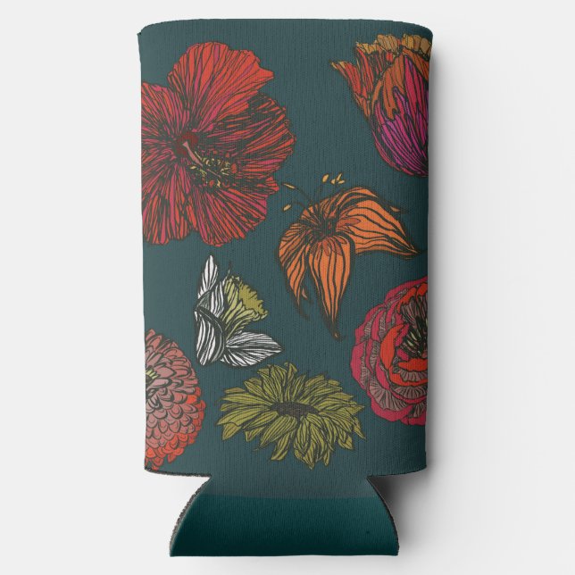 Enfriador De Latas Slim medalla de flores ii (Reverso )