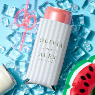 Enfriador De Latas Slim Minimalista y Chic Boda Personalizada Francesa Azu
