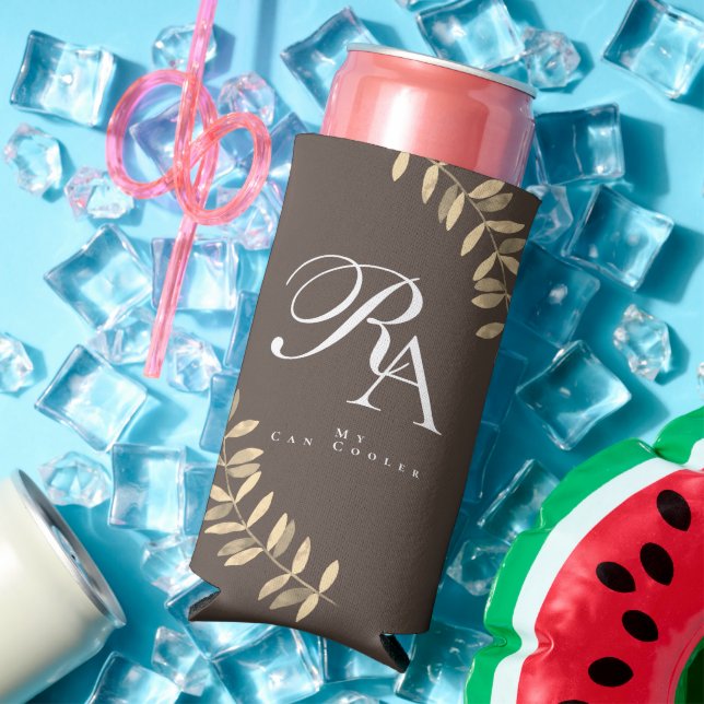 Enfriador De Latas Slim Moda simple Monograma Brown (Verano in situ)