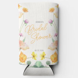 Enfriador De Latas Slim Moda Wildflower Script Bridal Shower