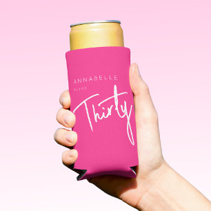 Enfriador De Latas Slim Modern Pink 30.ª fiesta de 30 años