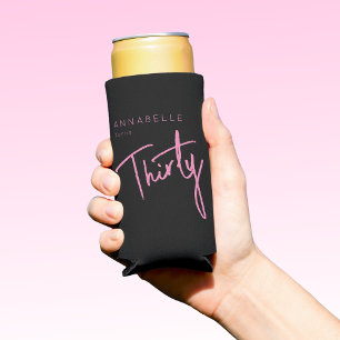 Enfriador De Latas Slim Moderno 30° Treinta y Treinta Años Rosa negro