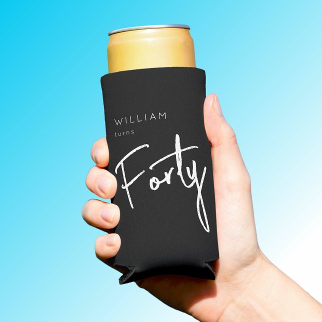 Enfriador De Latas Slim Moderno 40.º 40º cumpleaños masculino negro (Subido por el creador)