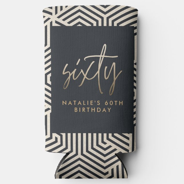 Enfriador De Latas Slim Moderno guión elegante de 60 años simple (Anverso)