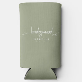 Enfriador De Latas Slim Moderno guión Minimalista de la dama de honor Sage