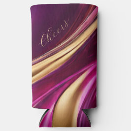 Enfriador De Latas Slim Moderno Resumen Flujo de Arte - Fuchsia Morado y O