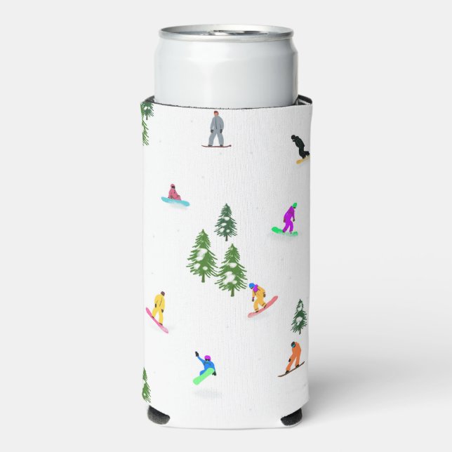 Enfriador De Latas Slim Modernos Snowboard Ilustracion (Frente Agua con Gas)