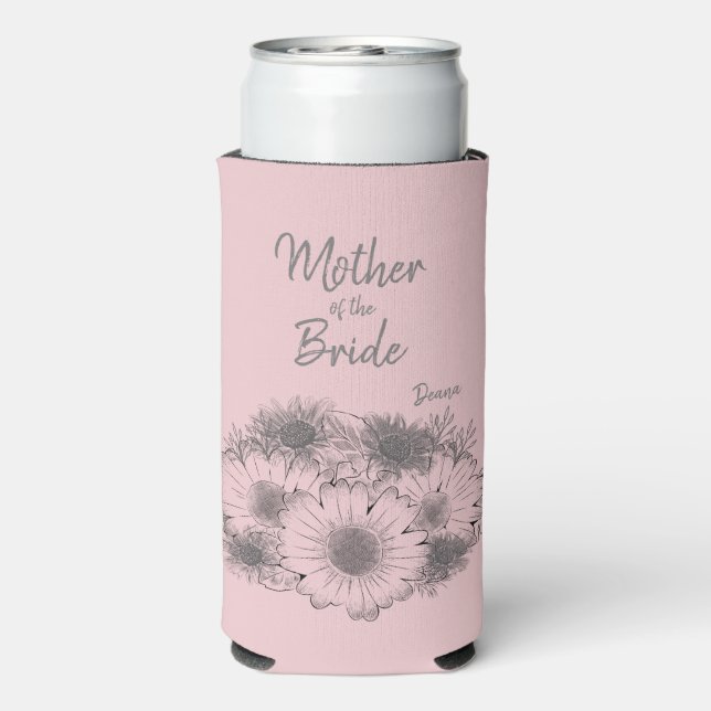 Enfriador De Latas Slim Monocromática: Madre de novia florida (Reverso Agua con Gas)