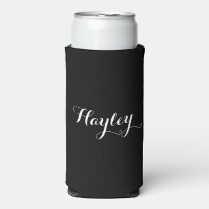 Enfriador De Latas Slim Monograma de escritura negro
