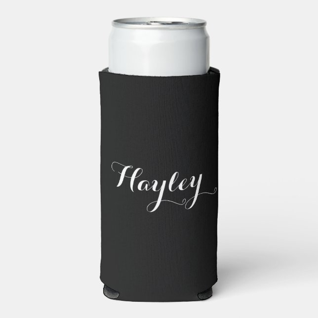 Enfriador De Latas Slim Monograma de escritura negro (Frente Agua con Gas)