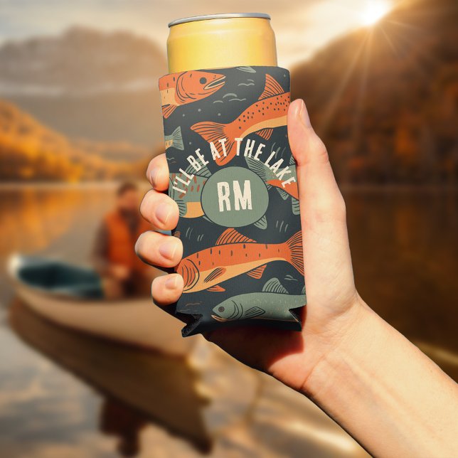 Enfriador De Latas Slim Monograma de pesca de trucha (Subido por el creador)