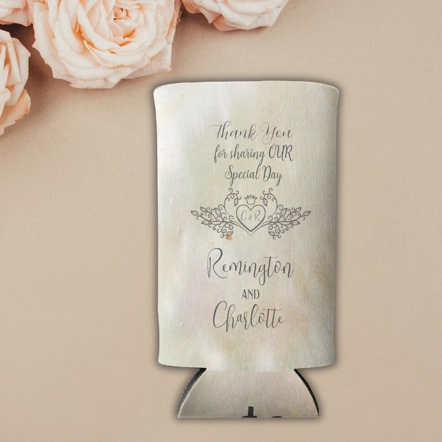 Enfriador De Latas Slim Monograma Elegante Boda de Perla Madre de Perla (Subido por el creador)
