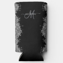 Monograma moderno gris brillo plata negro