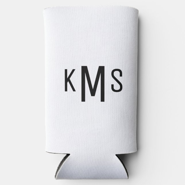 Enfriador De Latas Slim Monograma moderno simple B/W (Anverso)