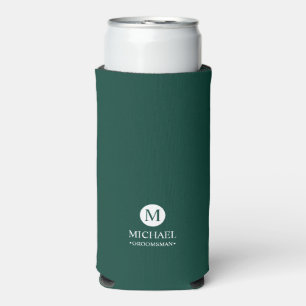 Enfriador De Latas Slim Monograma y nombre clásicos de los Groomsmen perso