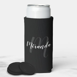 Enfriador De Latas Slim Monograma y nombre personalizados de escritura mod