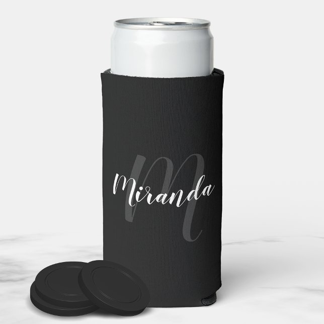 Enfriador De Latas Slim Monograma y nombre personalizados de escritura mod (Subido por el creador)